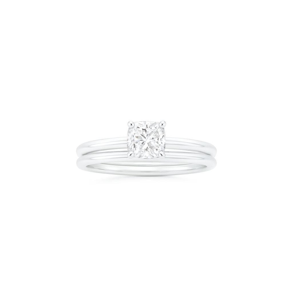 Elegant Cushion Solitaire Bridal Set