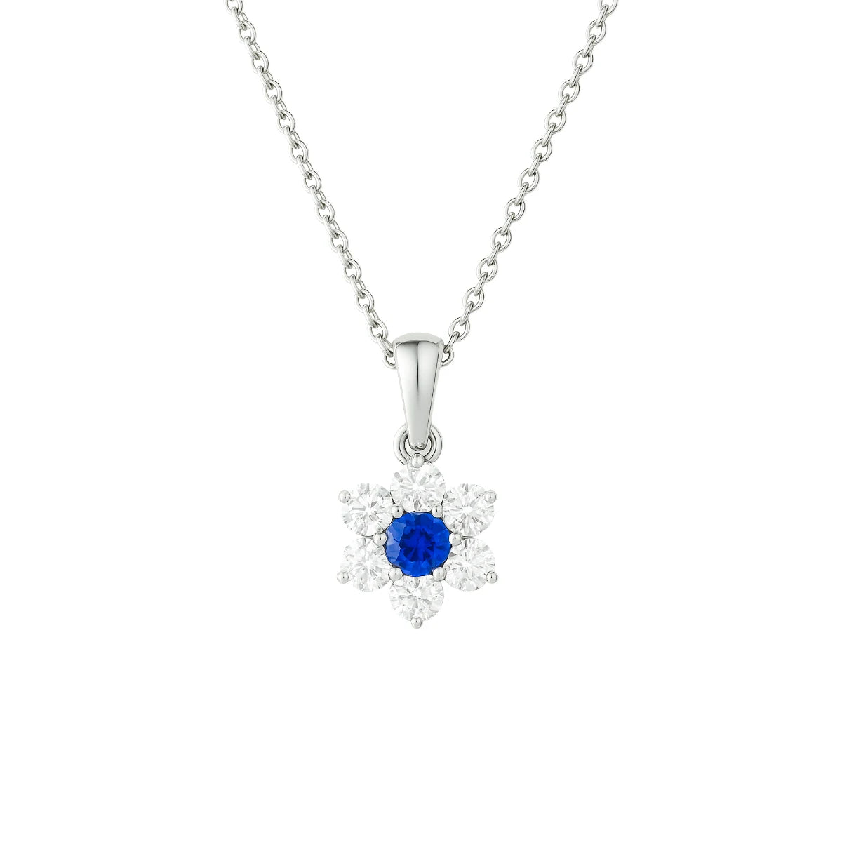Floral Diamond and Sapphire Pendant