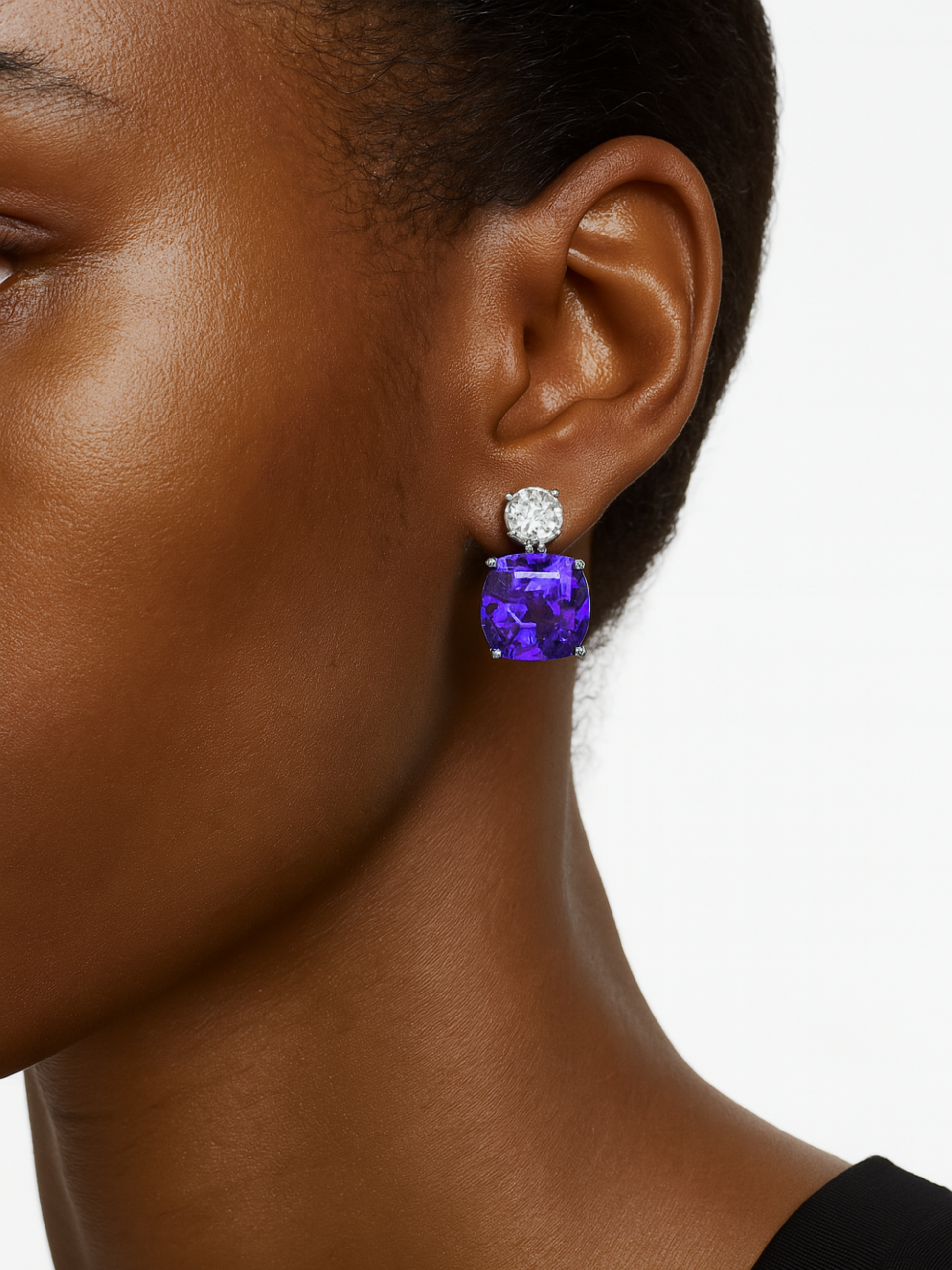 Tanzanite Earrings with Diamonds
