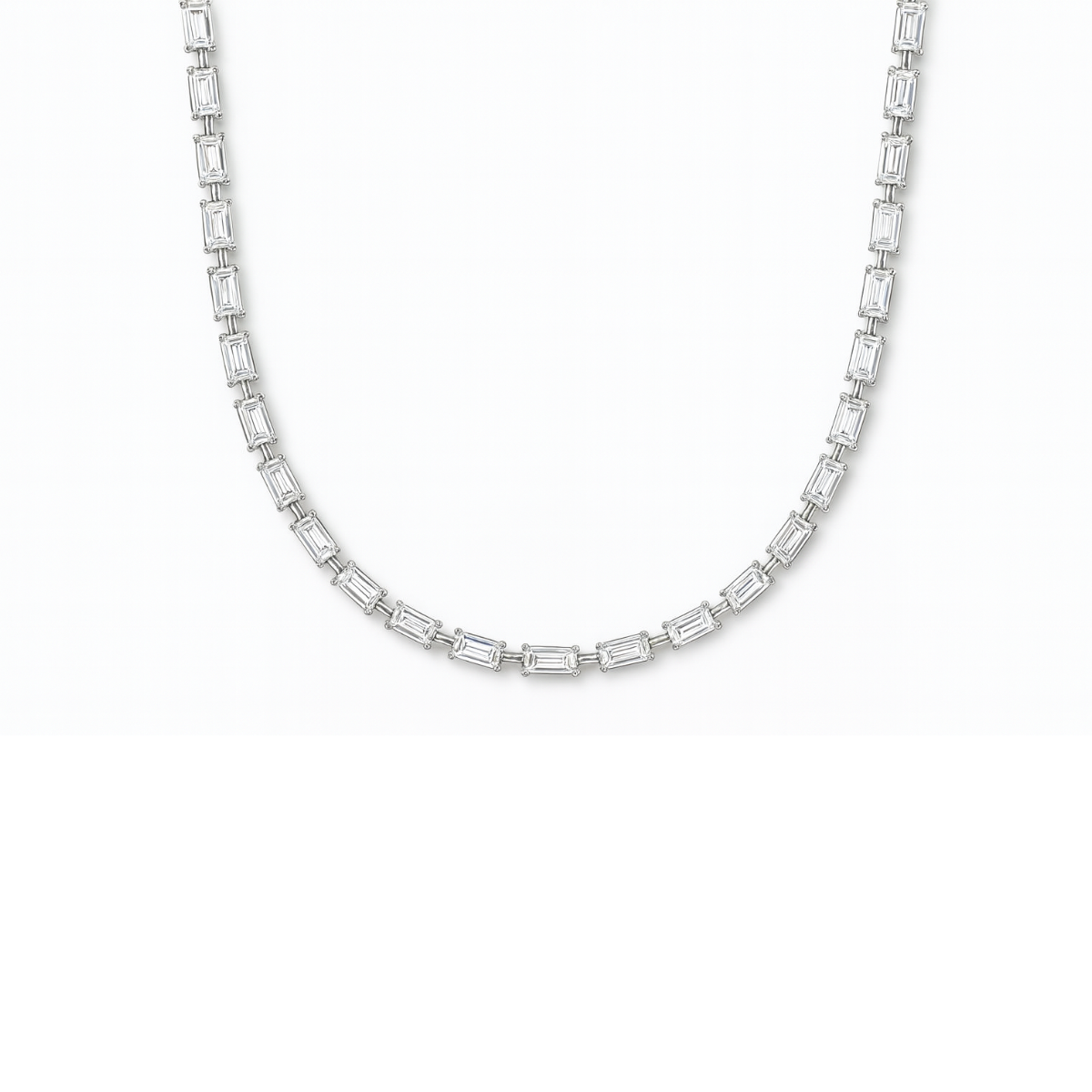 5ct Emerald Cut Tennis Necklace