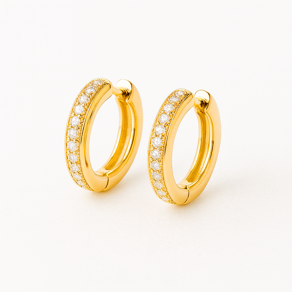 Gold and Diamond Huggie Hoops