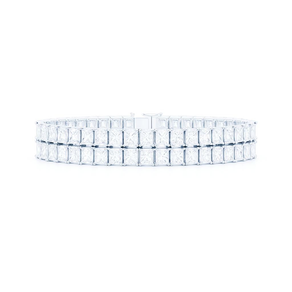 Princess Cut Tennis Bracelet Double