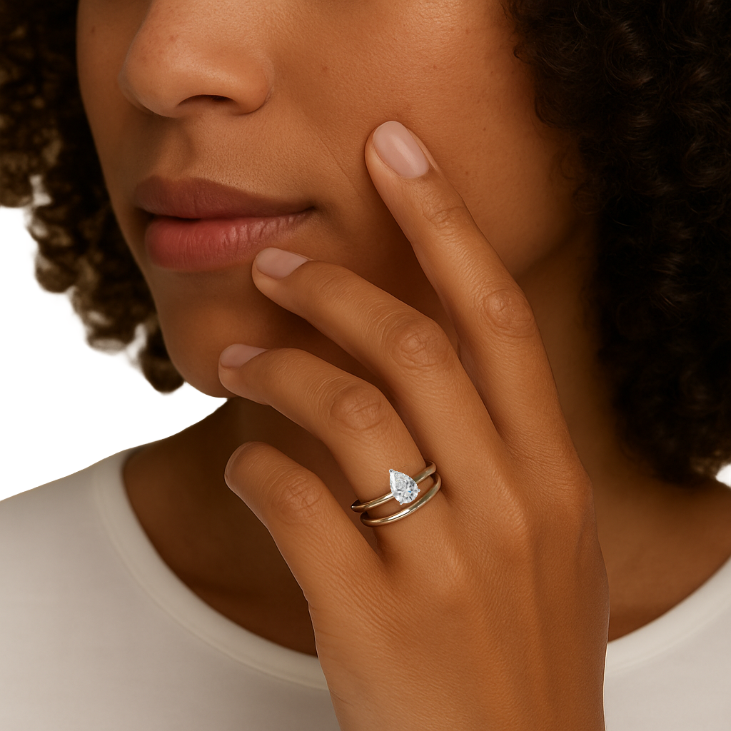 Elegant Pear Solitaire Bridal Set