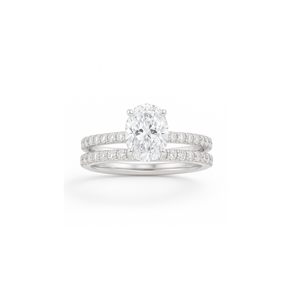 Sophisticated Oval Pavé Bridal Set