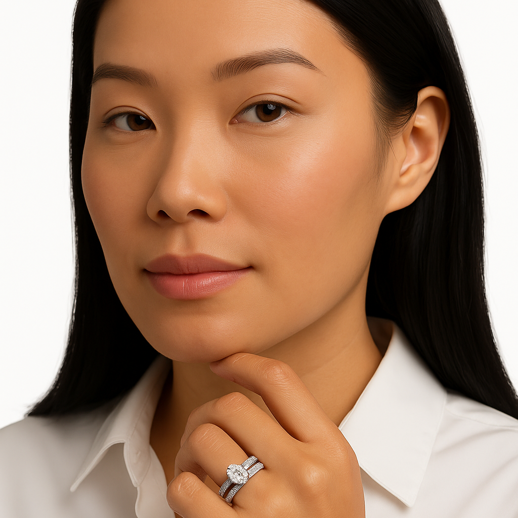 Sophisticated Oval Pavé Bridal Set