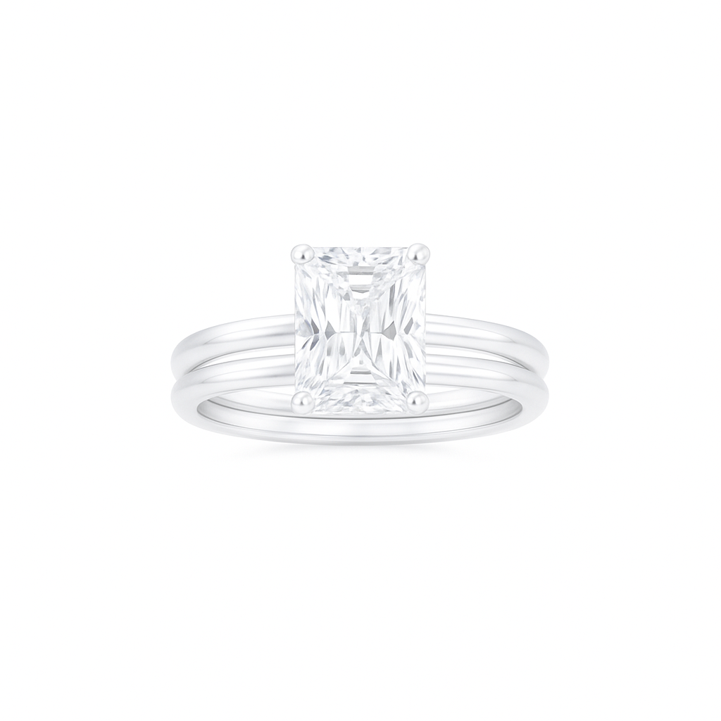 Elegant Radiant Solitaire Bridal Set