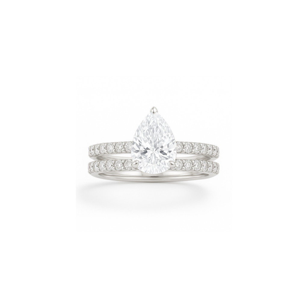 Sophisticated Pear Pavé Bridal Set