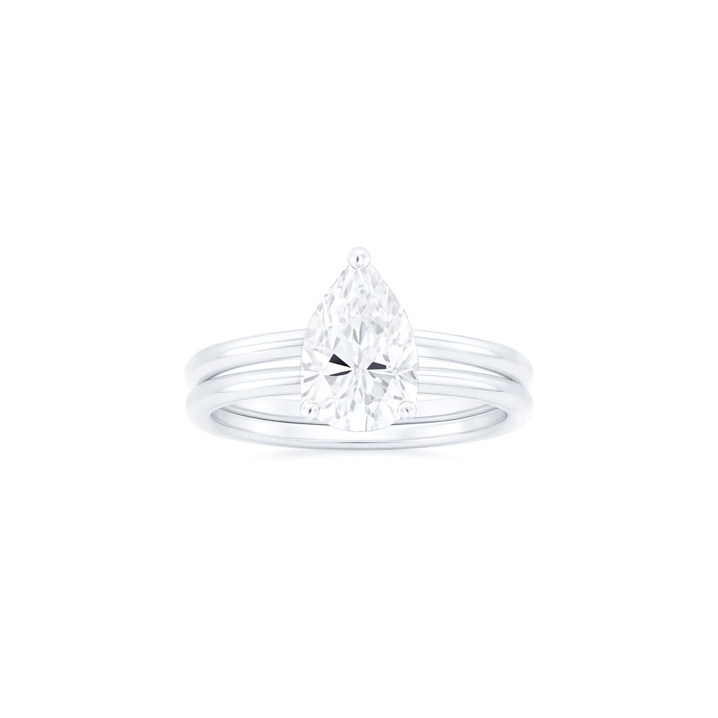 Elegant Pear Solitaire Bridal Set